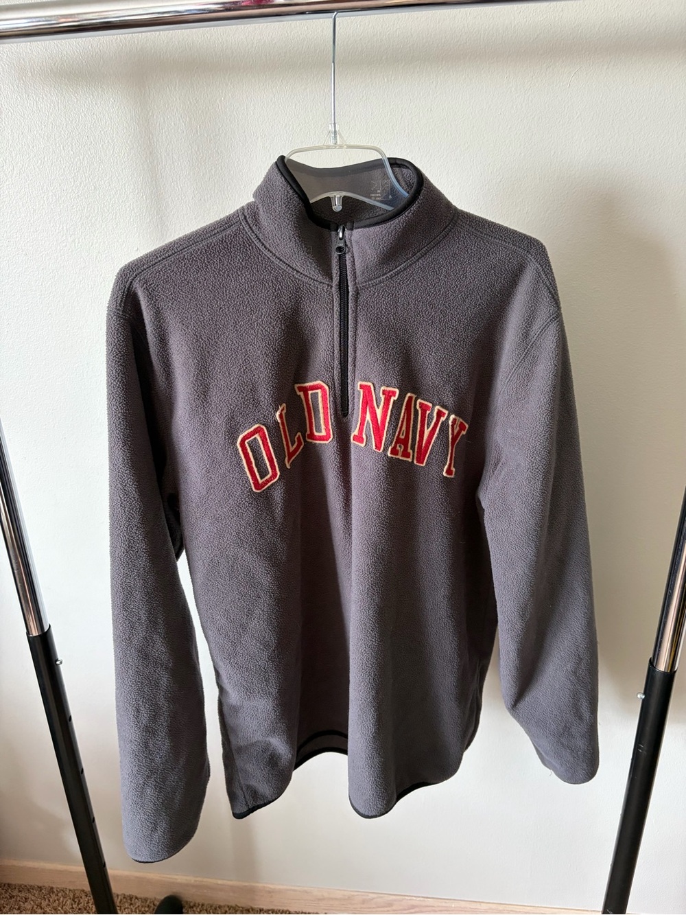 Old Navy Gray Half-Zip Fleece Pullover with Red Logo